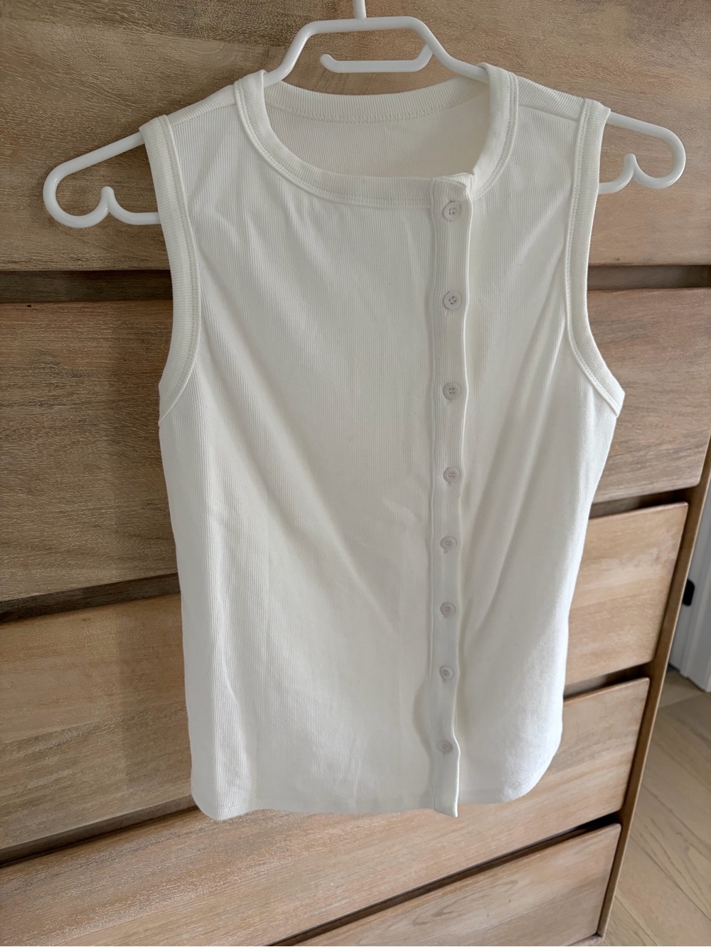 Amazon White Button-Front Ribbed Tank Top